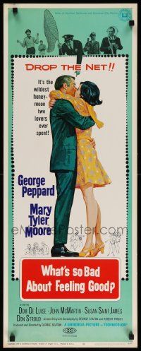 7k935 WHAT'S SO BAD ABOUT FEELING GOOD insert '68 romantic art of George Peppard & Mary Tyler Moore!