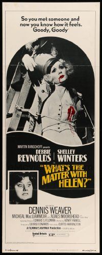 7k936 WHAT'S THE MATTER WITH HELEN insert '71 Debbie Reynolds, Shelley Winters, wild horror image!