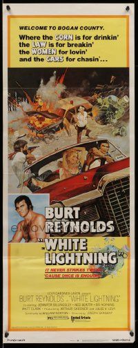 7k946 WHITE LIGHTNING insert '73 action art of moonshine bootlegger Burt Reynolds!