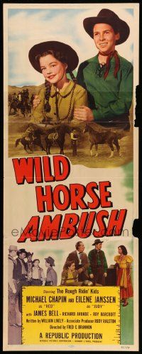 7k961 WILD HORSE AMBUSH insert '52 Michael Chapin & Eilene Janssen as The Rough Ridin' Kids!