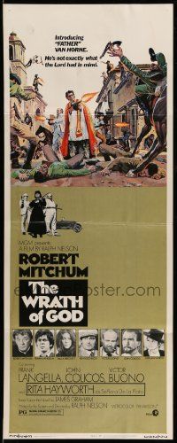 7k991 WRATH OF GOD insert '72 priest Robert Mitchum isn't exactly what the Lord had in mind!