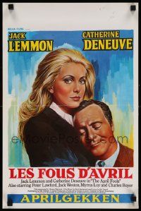 7m011 APRIL FOOLS Belgian '69 romantic close up of Jack Lemmon & Catherine Deneuve!