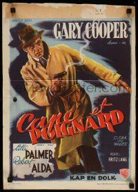 7m058 CLOAK & DAGGER Belgian '46 Gary Cooper with smoking gun, Fritz Lang directed!