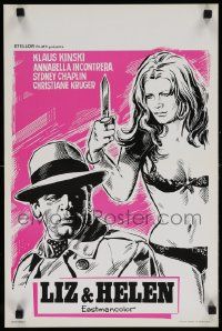 7m073 DOUBLE FACE Belgian '69 art of Klaus Kinski & sexy girl w/knife, written by Lucio Fulci!