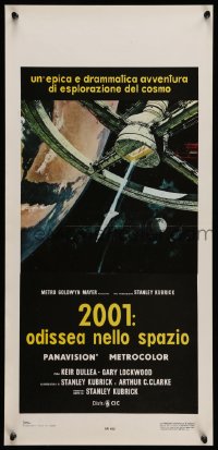 7m309 2001: A SPACE ODYSSEY Italian locandina R70s Stanley Kubrick, Bob McCall art of space wheel!