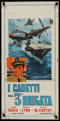 7m330 ANNAPOLIS STORY Italian locandina '59 Don Siegel, art of John Derek & aircraft carrier!