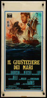 7m340 AVENGER OF THE SEVEN SEAS Italian locandina '61 Richard Harrison & Michele Mercier + ships!