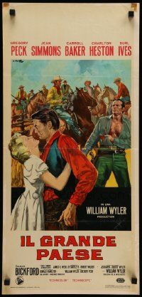 7m359 BIG COUNTRY Italian locandina R1960s Gregory Peck, Charlton Heston, William Wyler classic!