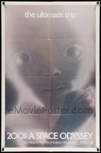 7p007 2001: A SPACE ODYSSEY 1sh R74 Stanley Kubrick, image of star child, thin border design!