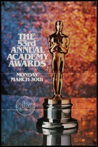 7p016 53RD ANNUAL ACADEMY AWARDS 1sh '81 cool image of Oscar statue and sparkling background!