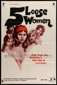 7p015 5 LOOSE WOMEN 23x35 1sh '74 Fugitive Girls, written by Ed Wood, sexy artwork!