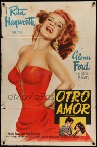 7p026 AFFAIR IN TRINIDAD Spanish/U.S. export 1sh '52 best art of sexiest Rita Hayworth in low-cut dress!