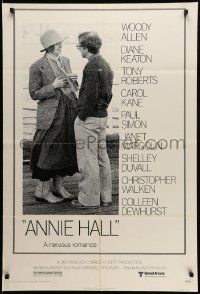 7p048 ANNIE HALL 1sh '77 full-length Woody Allen & Diane Keaton in a nervous romance!