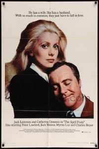 7p052 APRIL FOOLS 1sh '69 Jack Lemmon & Catherine Deneuve are married but not to each other!