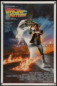 7p065 BACK TO THE FUTURE NSS style 1sh '85 art of Michael J. Fox & Delorean by Drew Struzan!