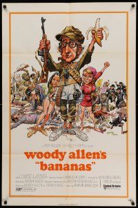 7p069 BANANAS 1sh '71 great artwork of Woody Allen by E.C. Comics artist Jack Davis!