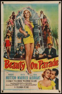 7p079 BEAUTY ON PARADE 1sh '50 Robert Hutton, Ruth Warrick, sexy Lola Albright is Miss U.S.A.!