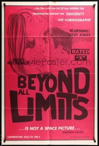 7p087 BEYOND ALL LIMITS 1sh '60s x-rated educational sexploitation, sexy art!