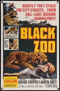 7p098 BLACK ZOO 1sh '63 great Reynold Brown art of fang & claw killers stalking human prey!