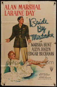 7p131 BRIDE BY MISTAKE style A 1sh '44 soldier Alan Marshal doesn't know Laraine Day is an heiress!
