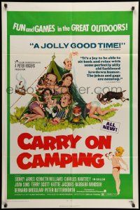 7p156 CARRY ON CAMPING 1sh '71 AIP, Sidney James, English nudist sex, wacky camping artwork!