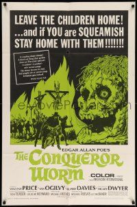7p191 CONQUEROR WORM 1sh '68 Edgar Allan Poe, Vincent Price, gruesome horror art!