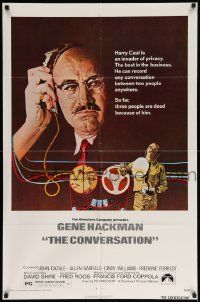 7p193 CONVERSATION 1sh '74 art of Gene Hackman by Bernard D'Andrea, Francis Ford Coppola directed!