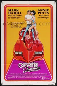 7p198 CORVETTE SUMMER style B 1sh '78 art of Mark Hamill & sexy Annie Potts on custom Corvette!
