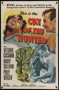 7p212 CRY OF THE HUNTED 1sh '53 Polly Bergen, Barry Sullivan, Vittorio Gassman!