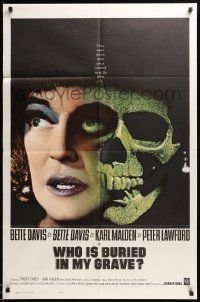 7p227 DEAD RINGER 1sh '64 creepy close up of skull & Bette Davis, Who Is Buried In My Grave!