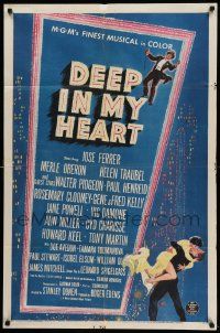 7p234 DEEP IN MY HEART 1sh '54 MGM's finest all-star musical with 13 top MGM stars, dancing art!