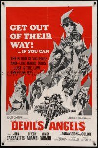 7p247 DEVIL'S ANGELS 1sh '67 Corman, Cassavetes, their god is violence, lust the law they live by