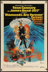 7p250 DIAMONDS ARE FOREVER 1sh '71 art of Sean Connery as James Bond 007 by Robert McGinnis!