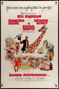 7p259 DOCTOR DOLITTLE 1sh '67 Rex Harrison speaks w/animals, directed by Richard Fleischer!