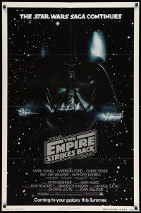 7p285 EMPIRE STRIKES BACK NSS style advance 1sh '80 Darth Vader helmet and breathing mask in space!