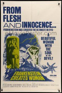 7p329 FRANKENSTEIN CREATED WOMAN 1sh '67 Peter Cushing, Susan Denberg had the soul of the Devil!