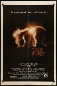 7p346 FURY 1sh '78 Brian De Palma, Kirk Douglas, an experience in terror & suspense!