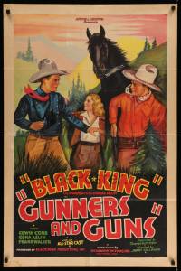 7p393 GUNNERS & GUNS 1sh '35 cool art of horse Black King, who's only in 7 minutes, rare re-edit!
