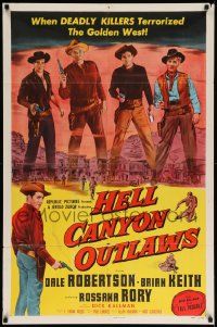 7p412 HELL CANYON OUTLAWS 1sh '57 Dale Robertson, Brian Keith, deadly killers terrorized the west!