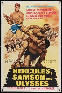 7p417 HERCULES, SAMSON, & ULYSSES 1sh '65 Ercole Sfida Sansone, the world's three mightiest men!