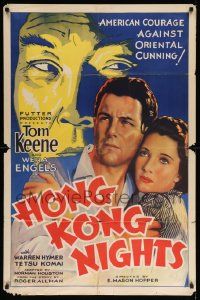 7p436 HONG KONG NIGHTS 1sh '35 Tom Keene, American courage against Oriental cunning!