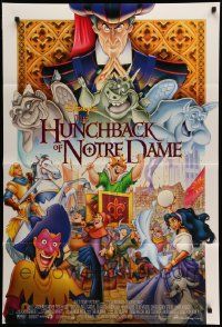 7p452 HUNCHBACK OF NOTRE DAME DS 1sh '96 Walt Disney, Victor Hugo, art of cast on parade!