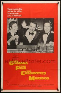 7p453 HUSBANDS Spanish/U.S. export 1sh '70 Ben Gazzara, Peter Falk & John Cassavetes in tuxedos at bar!