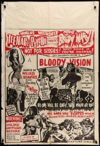 7p461 INCREDIBLY STRANGE CREATURES 1sh '63 Teenage Psycho Meets Bloody Mary!