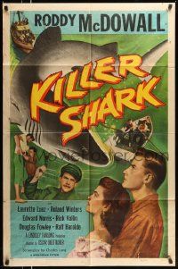 7p492 KILLER SHARK 1sh '50 Roddy McDowall, directed by Budd Boetticher, cool art!