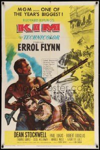 7p493 KIM 1sh '50 Errol Flynn & Dean Stockwell in mystic India, from Rudyard Kipling story!
