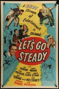 7p515 LET'S GO STEADY 1sh '44 musical art of Pat Parrish, Jackie Moran & June Preisser!
