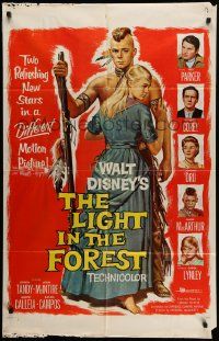 7p520 LIGHT IN THE FOREST 1sh '58 Disney, full-length art of Native American James MacArthur!