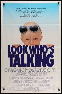 7p532 LOOK WHO'S TALKING 1sh '90 John Travolta & Kirstie Alley have talking babies!