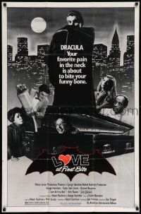 7p537 LOVE AT FIRST BITE 1sh '79 AIP, wacky vampire image of George Hamilton as Dracula!